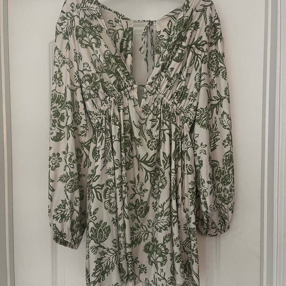 Free People Dress ivory green floral size medium